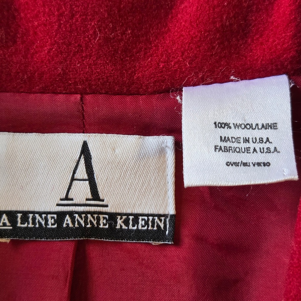 A Line Anne Klein Red 100% Wool Fringe Western Jacket Coat Made in USA XL - Picture 8 of 11